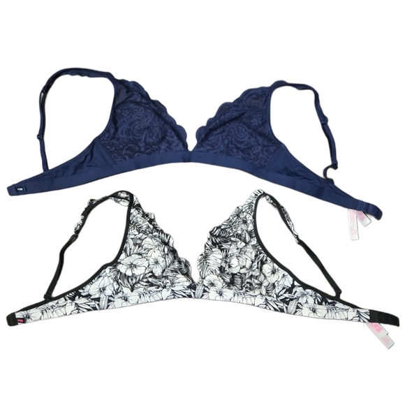 2 Victoria's Secret Floral Lace Hawiian Bralettes Size SP Pretty Feminin Cute - Picture 1 of 6